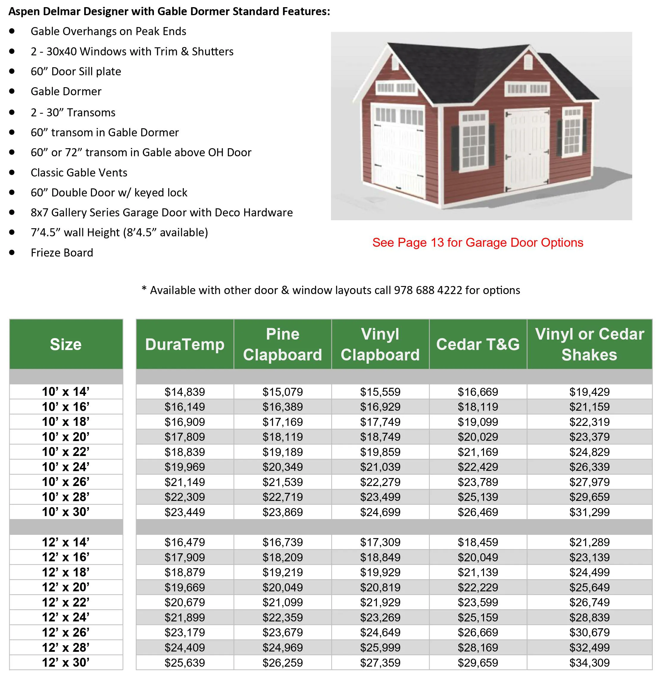 2024 Shed & Option Pricing