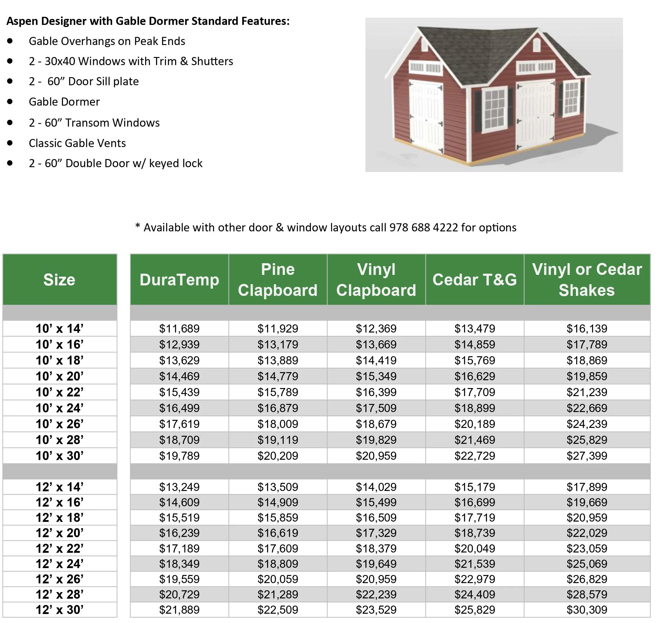 2024 Shed & Option Pricing