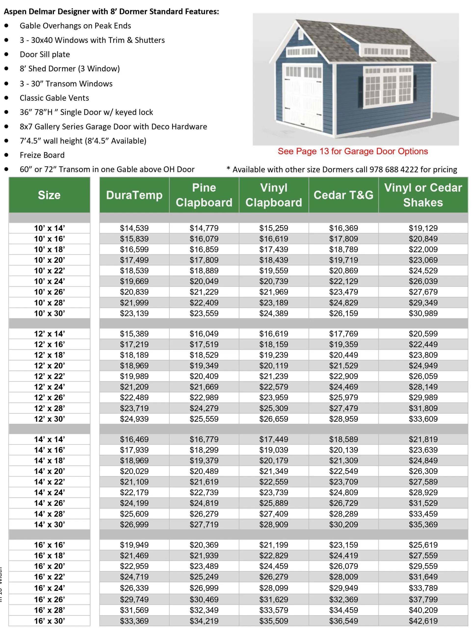2024 Shed & Option Pricing