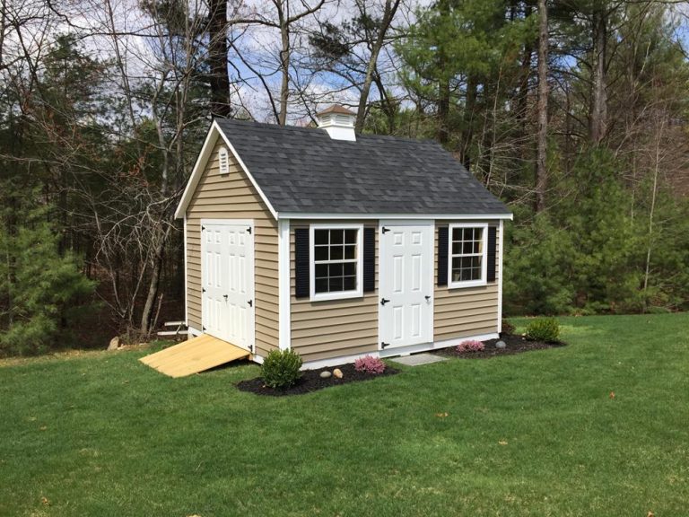 12x14 aspen vinyl shed built by Eastern Shed